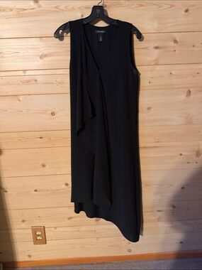 White House Black Market Black Sleeveless Asymmetric Draped Dress Size 4